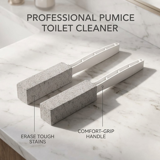 Dulorentacosh 2-Pack Pumice Stone Toilet Bowl Cleaner with Handle - Professional Hard Water Ring Remover & Limescale Eraser - Eco-Friendly Scrubbing Wand for Bathroom, Grills & Tiles